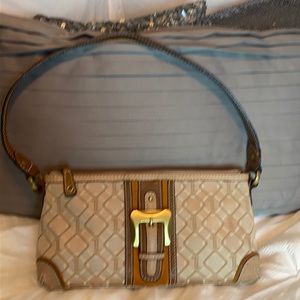 Tignanello brown/tan handbag with leather accents and strap
